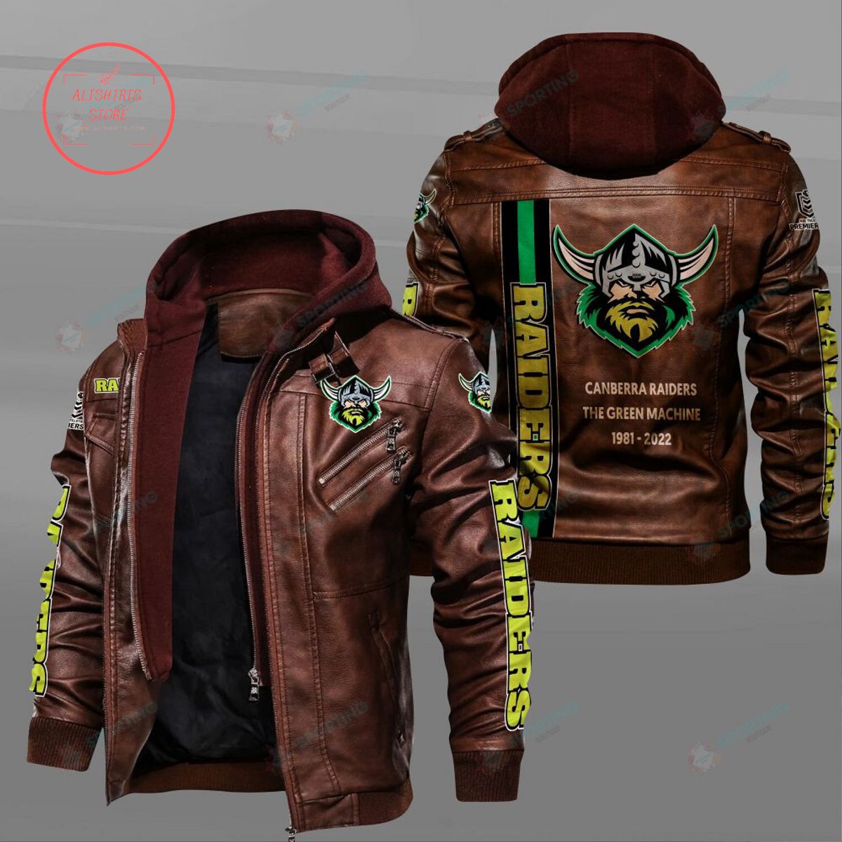 NRL Canberra Raiders Custom name Leather Jacket Hooded Fleece For Fan