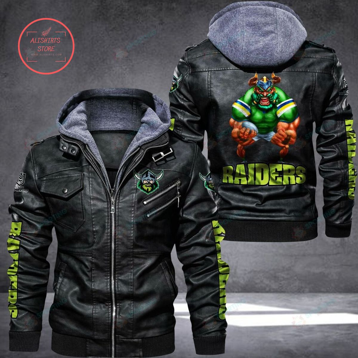 NRL Canberra Raiders Mascot Leather Jacket Hooded Fleece For Fan