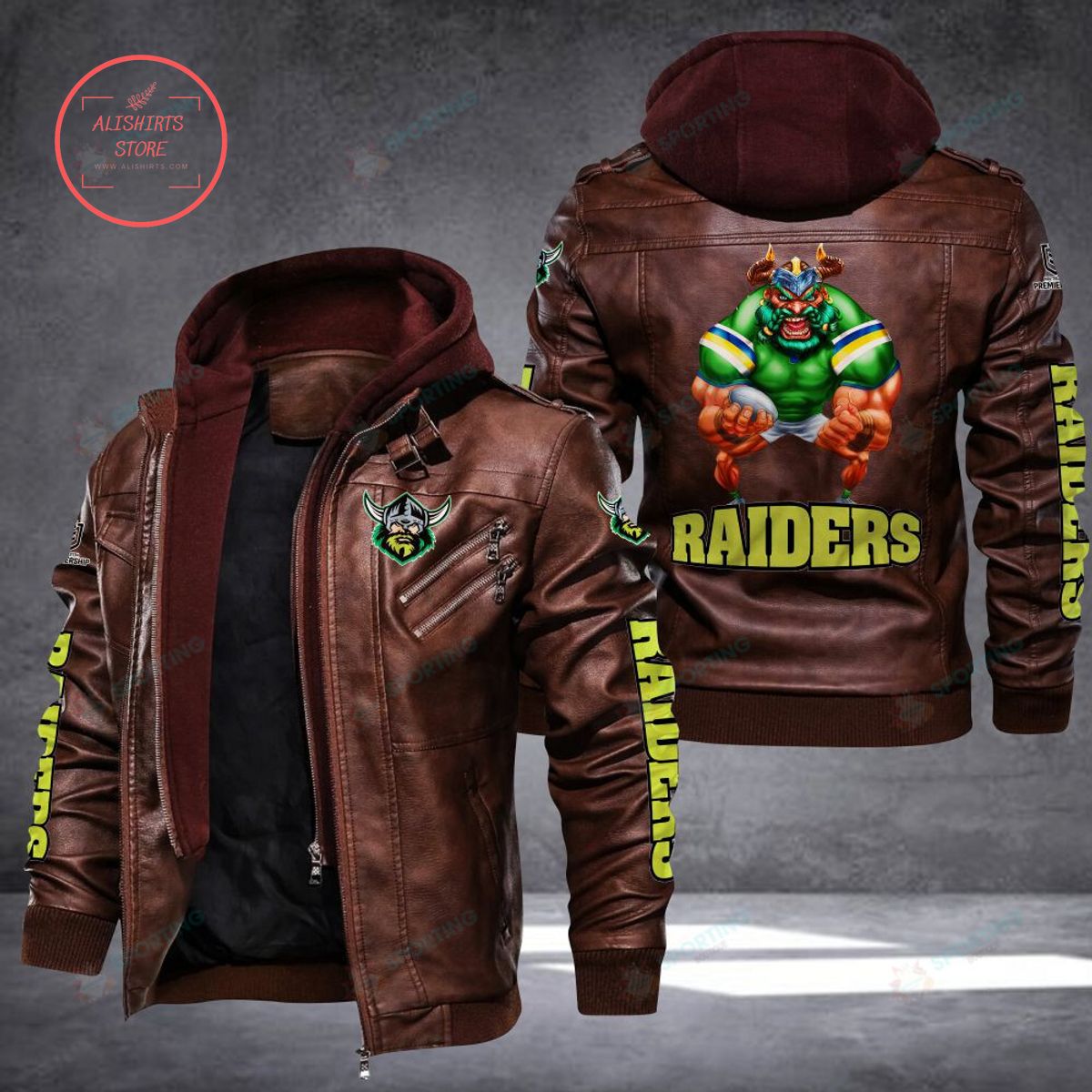 NRL Canberra Raiders Mascot Leather Jacket Hooded Fleece For Fan