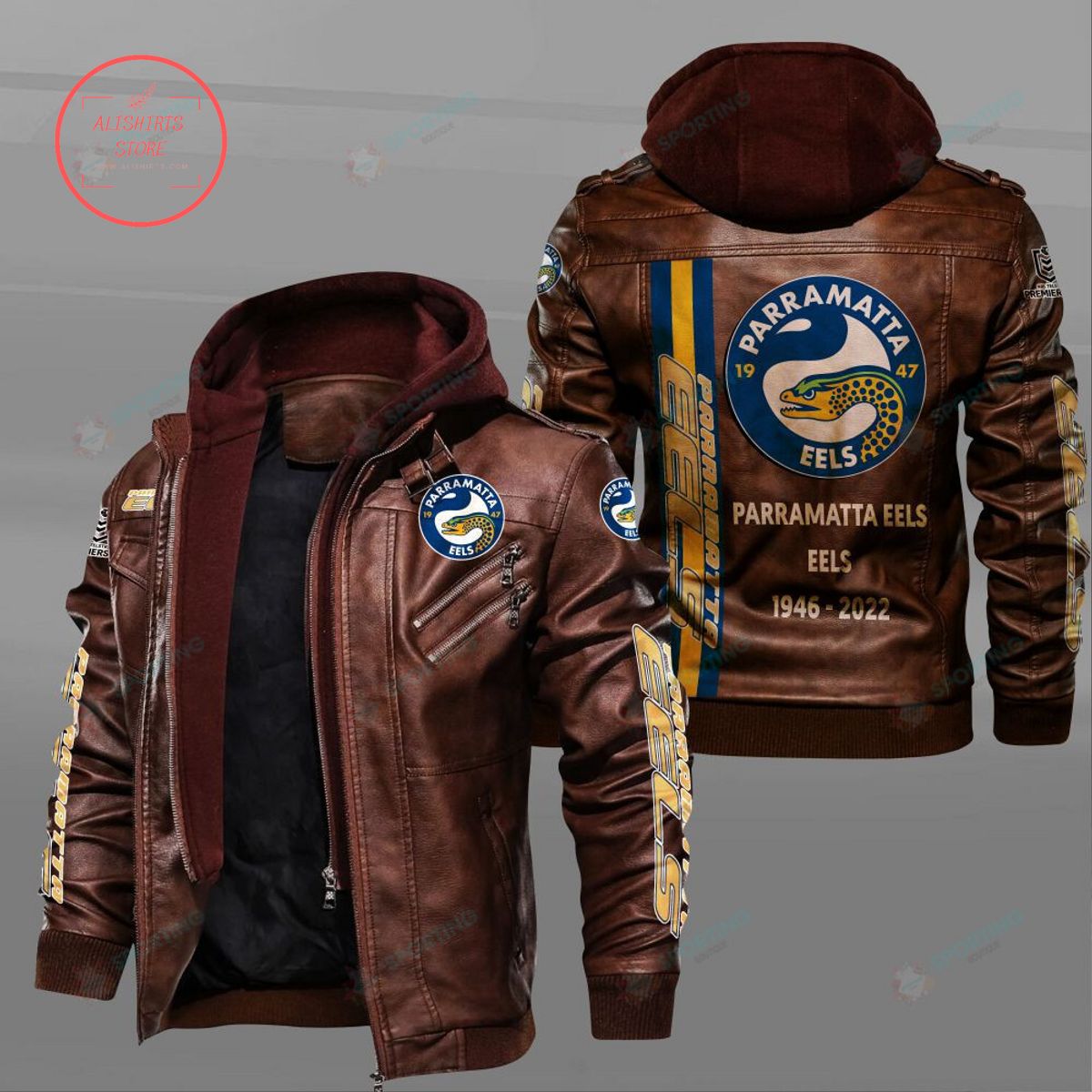 NRL Parramatta Eels Custom name Leather Jacket Hooded Fleece For Fan
