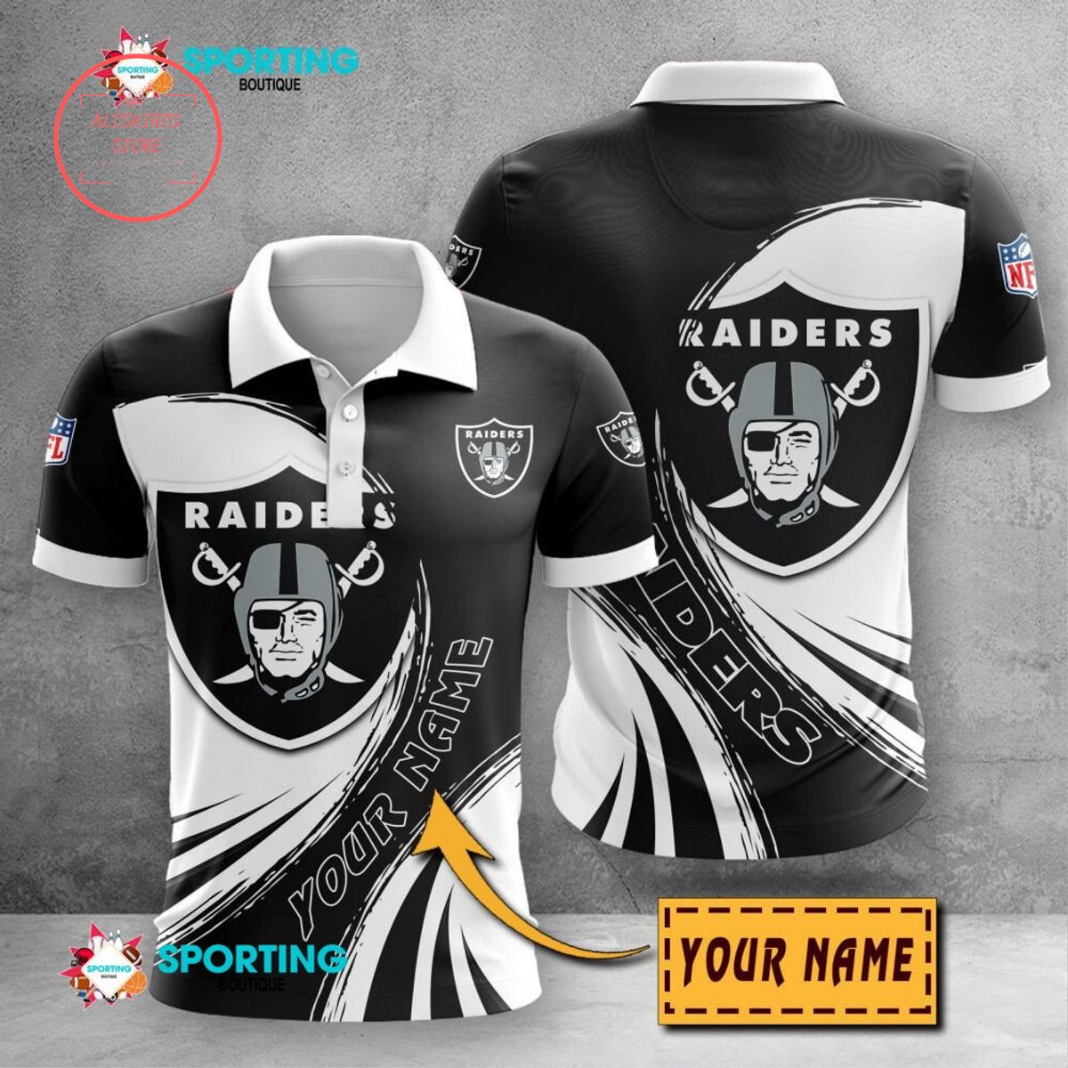 Oakland Raiders Custom Name Polo Shirt