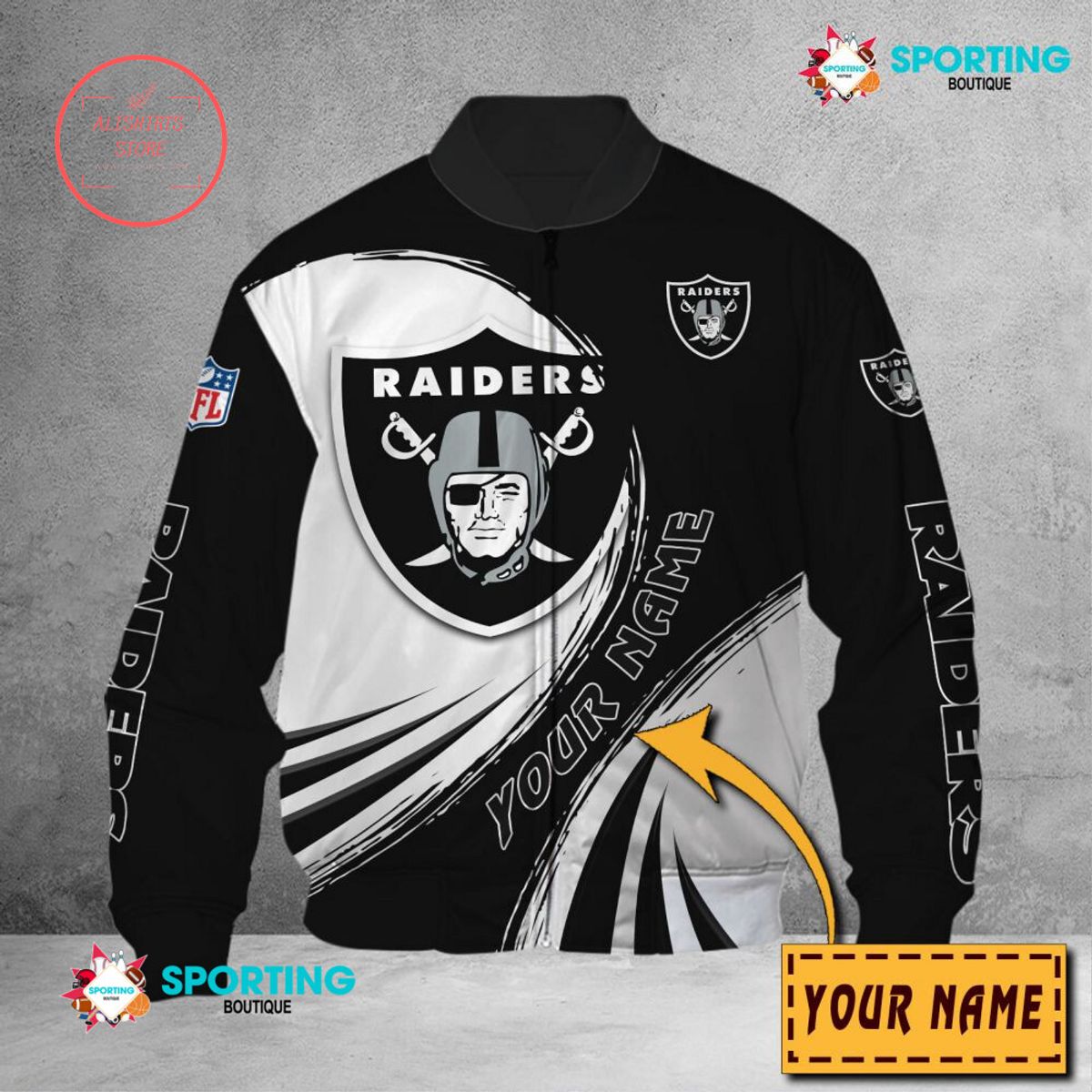 Oakland Raiders NFL Customized Bomber Jacket