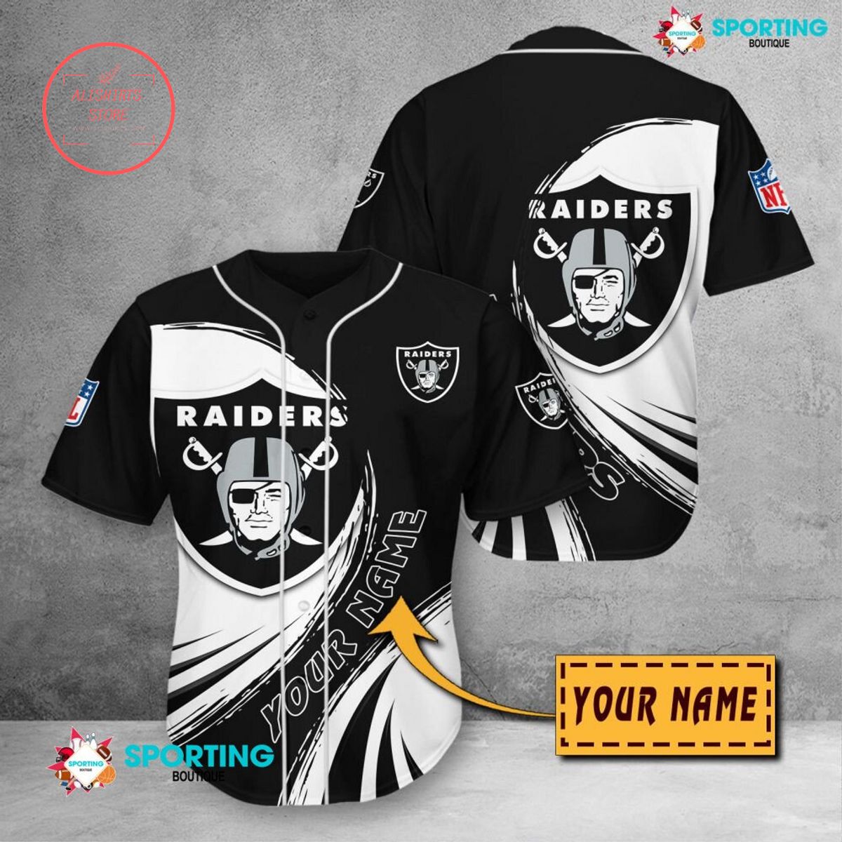 Oakland Raiders NFL Personalized Baseball Jersey