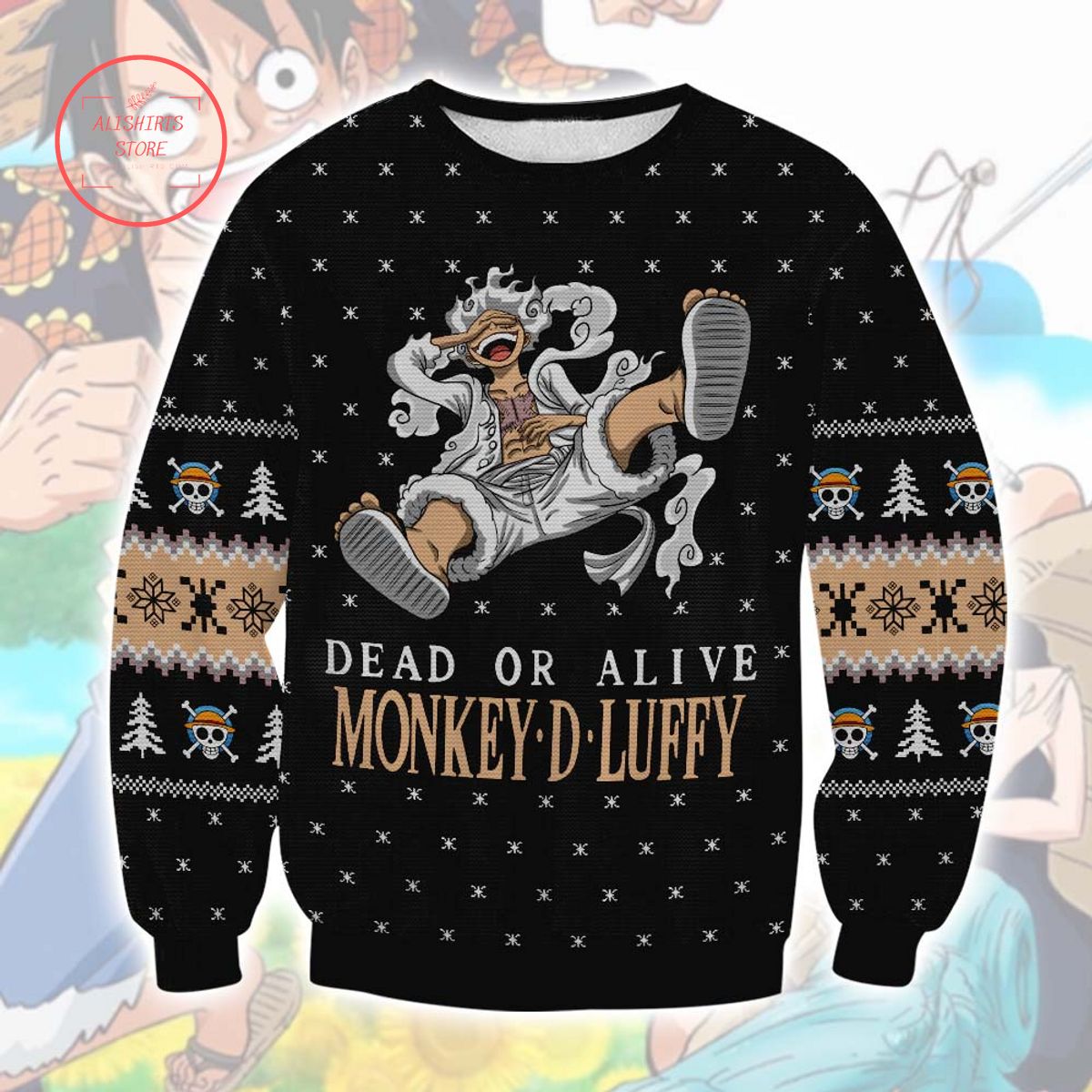 One Piece Luffy Wanted Ugly Christmas Sweater