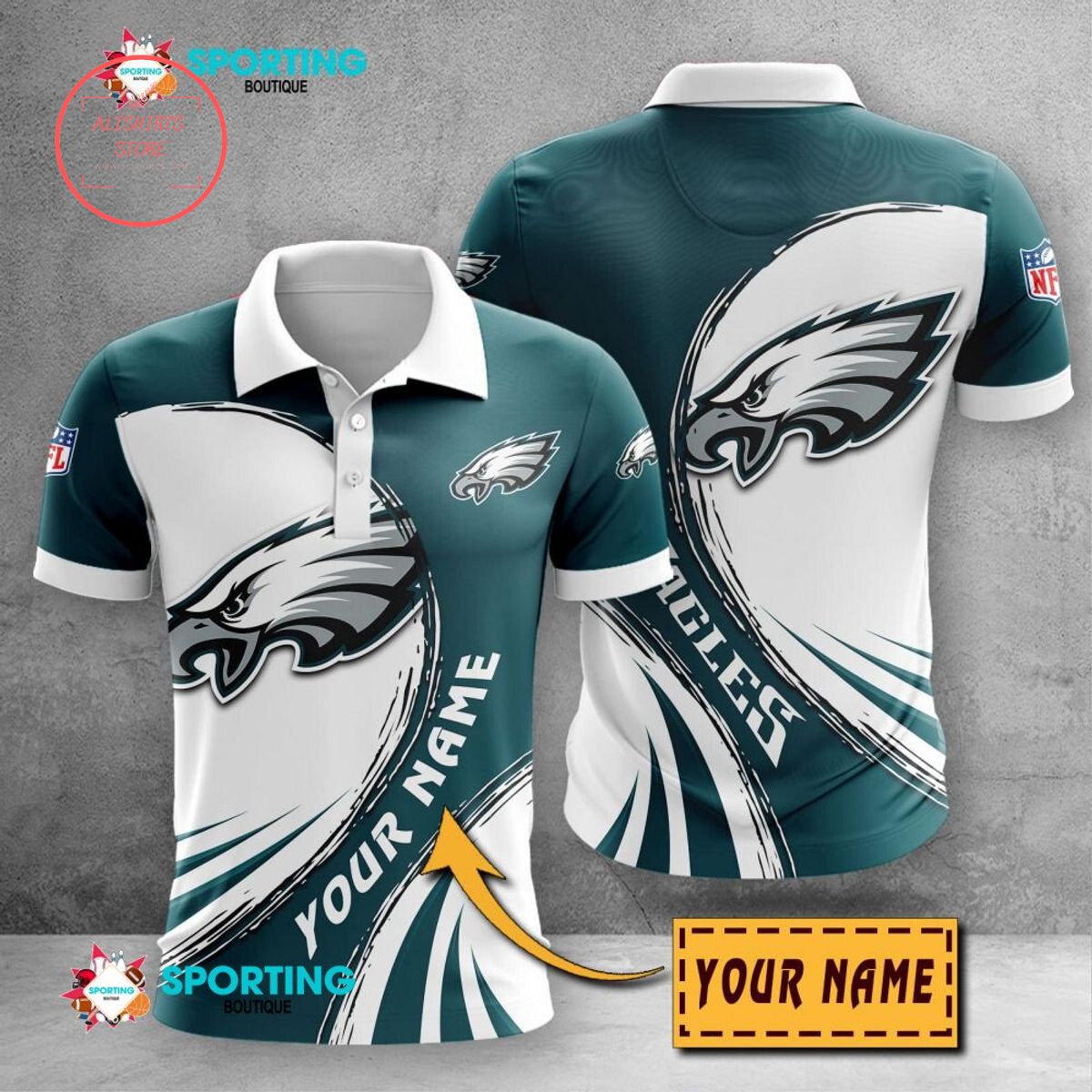 Philadelphia Eagles Custom Name Polo Shirt