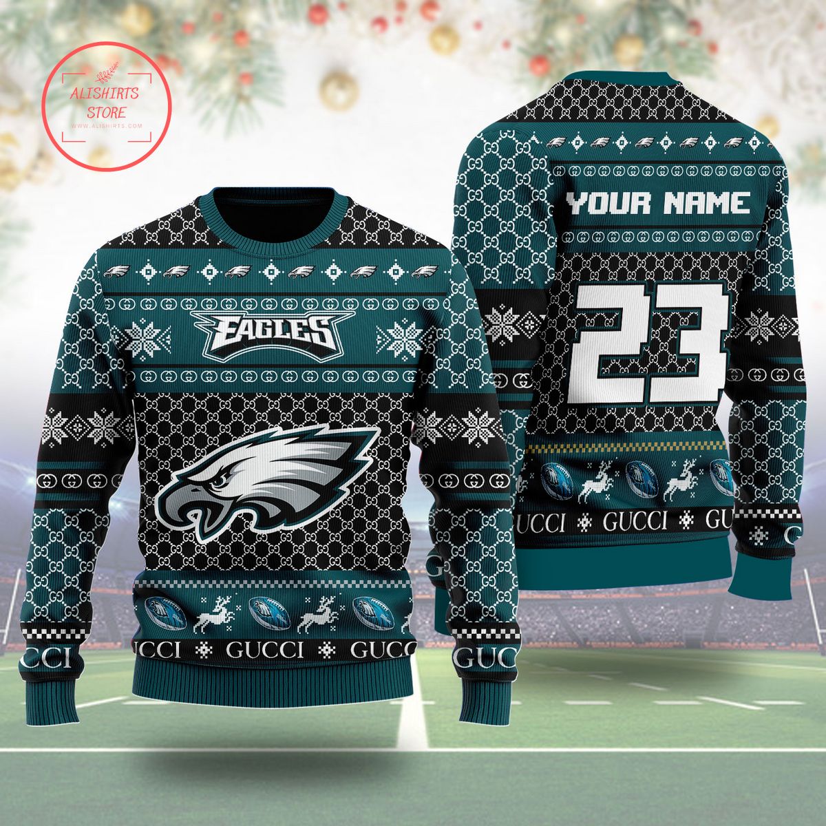 Philadelphia Eagles Gucci Ugly Christmas Sweater