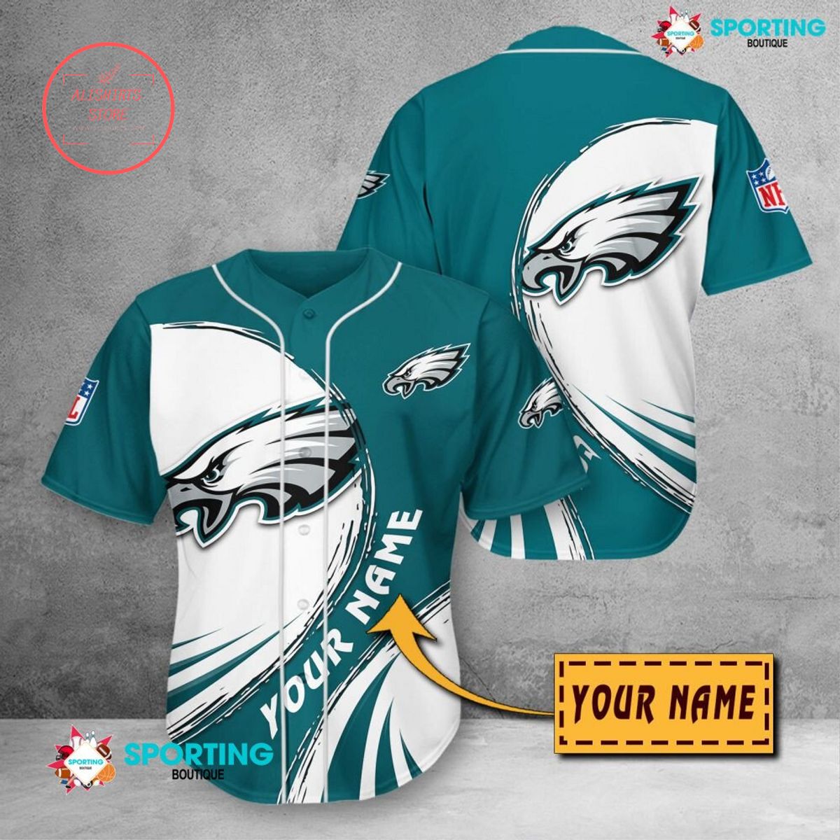 Philadelphia Eagles NFL Personalized Baseball Jersey