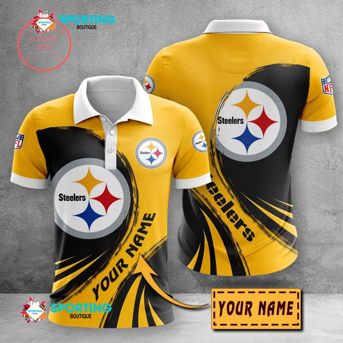 Pittsburgh Steelers Custom Name Polo Shirt