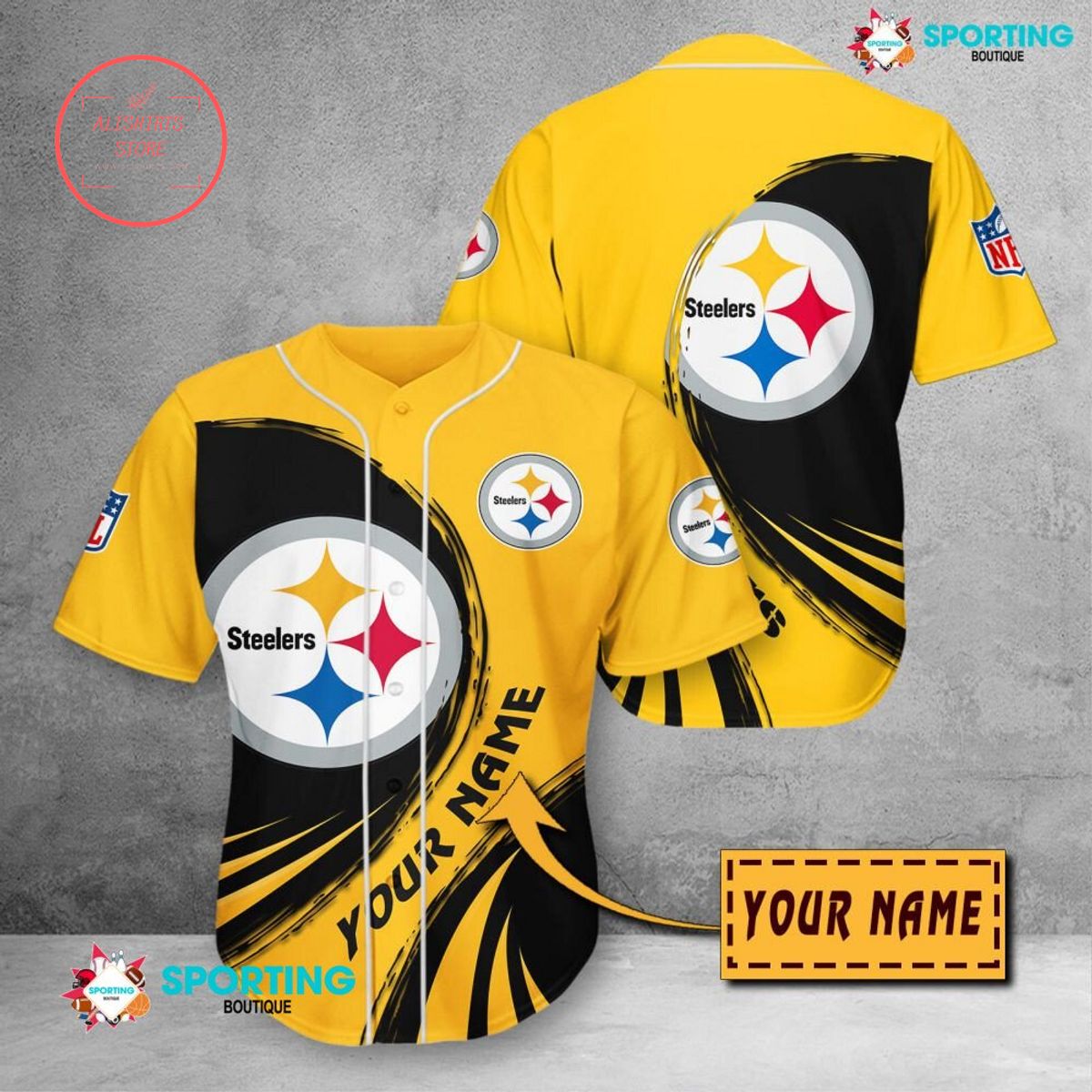 Pittsburgh Steelers NFL Personalized Baseball Jersey