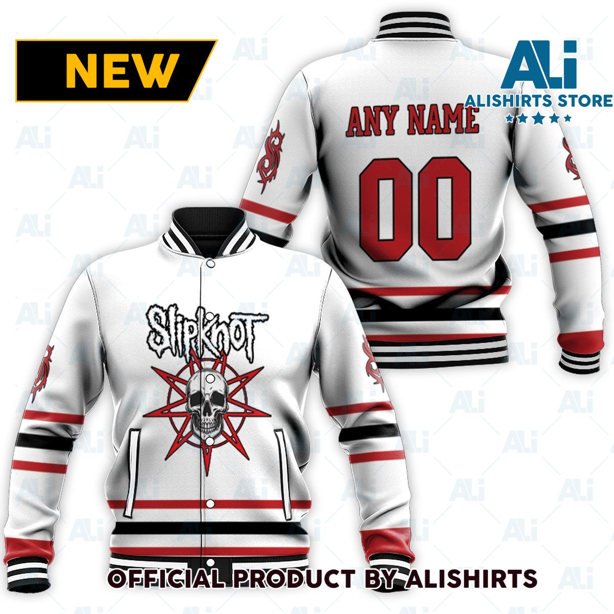 Slipknot Band Logo Skull White Gradient Custom varsity jacket