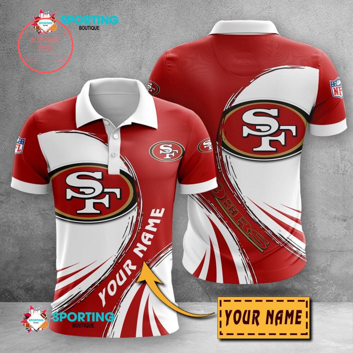 San Francisco 49ers Custom Name Polo Shirt