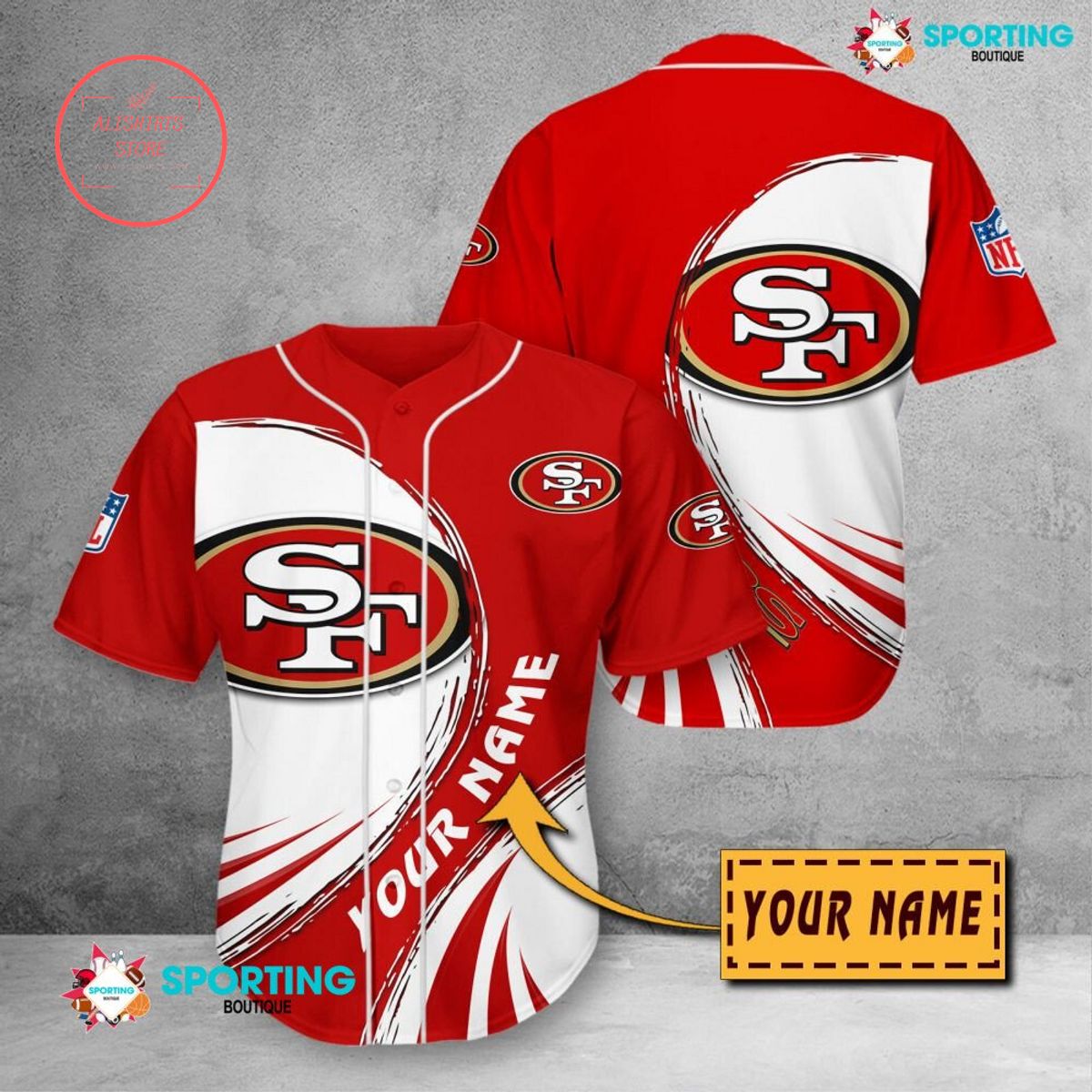 San Francisco 49ers NFL Personalized Baseball Jersey