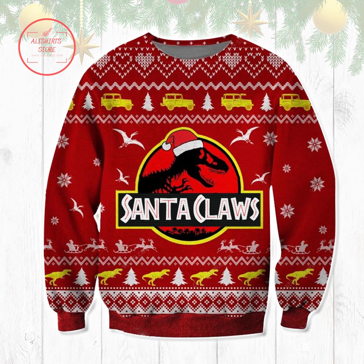 Santa Claws Jurassic Park Ugly Christmas Sweater