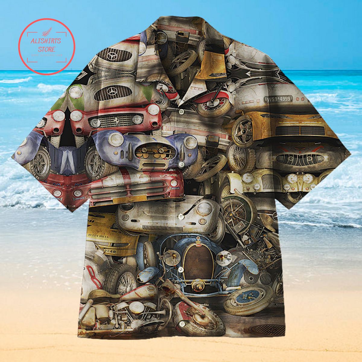 Scrapped Classic Car Hawaiian Shirt