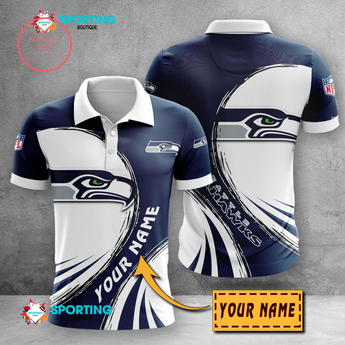 Seattle Seahawks Custom Name Polo Shirt