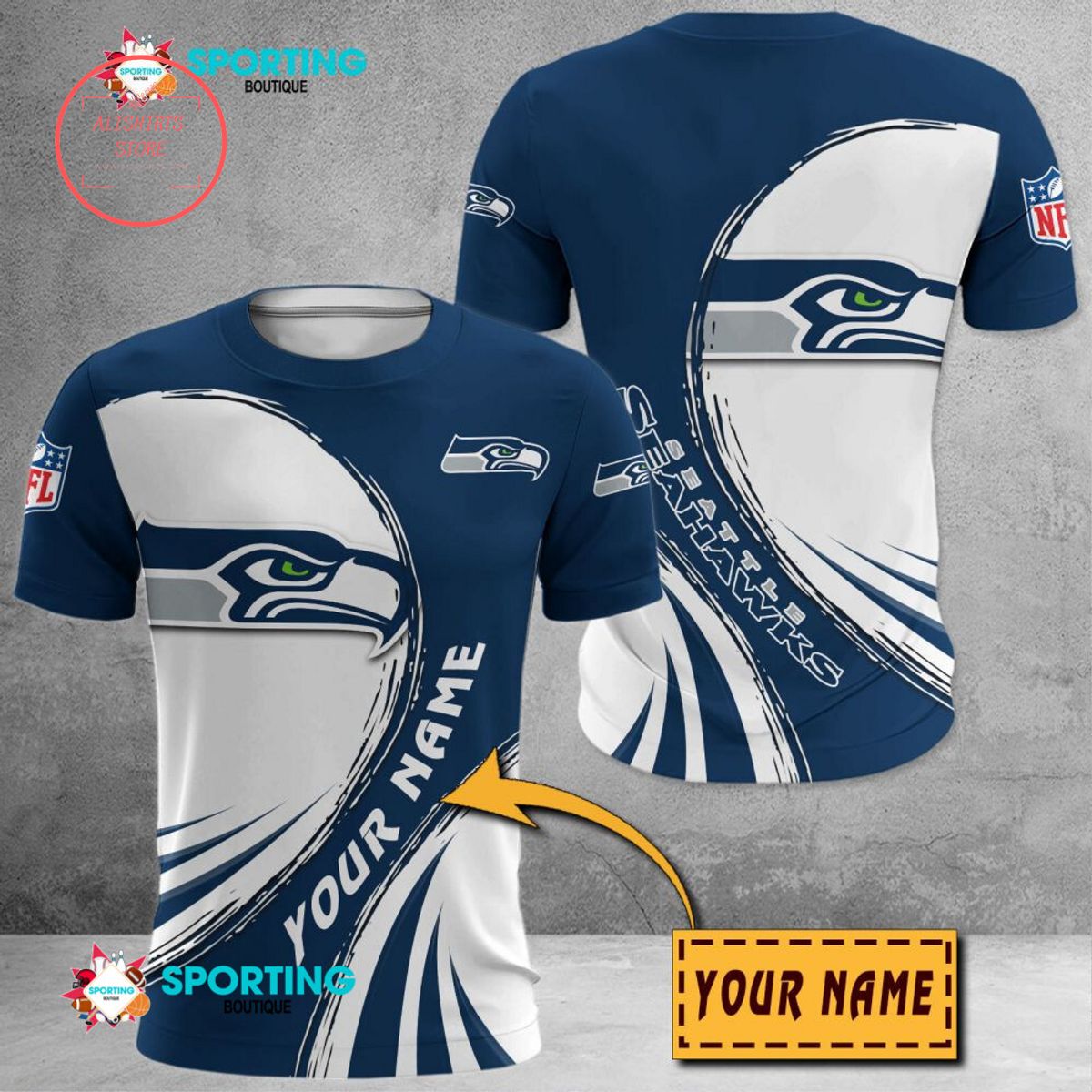 Seattle Seahawks Custom Name Polo Shirt