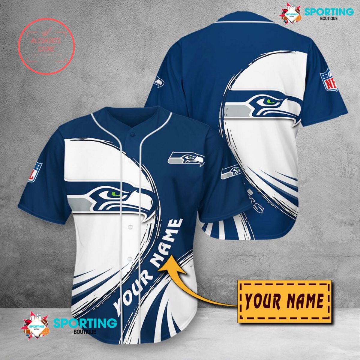 Seattle Seahawks NFL Personalized Baseball Jersey