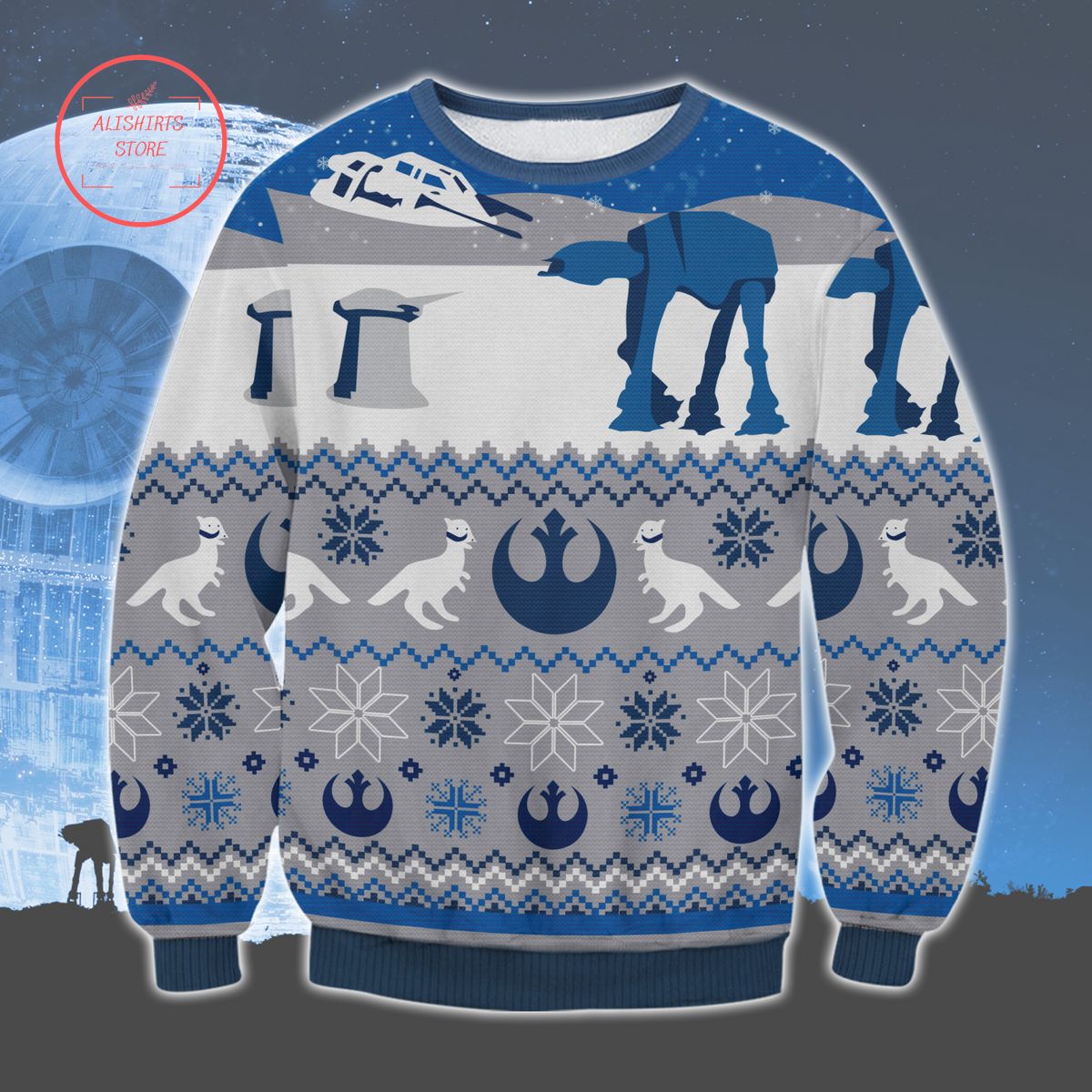 Star Wars Battleship Blue Ugly Christmas Sweater
