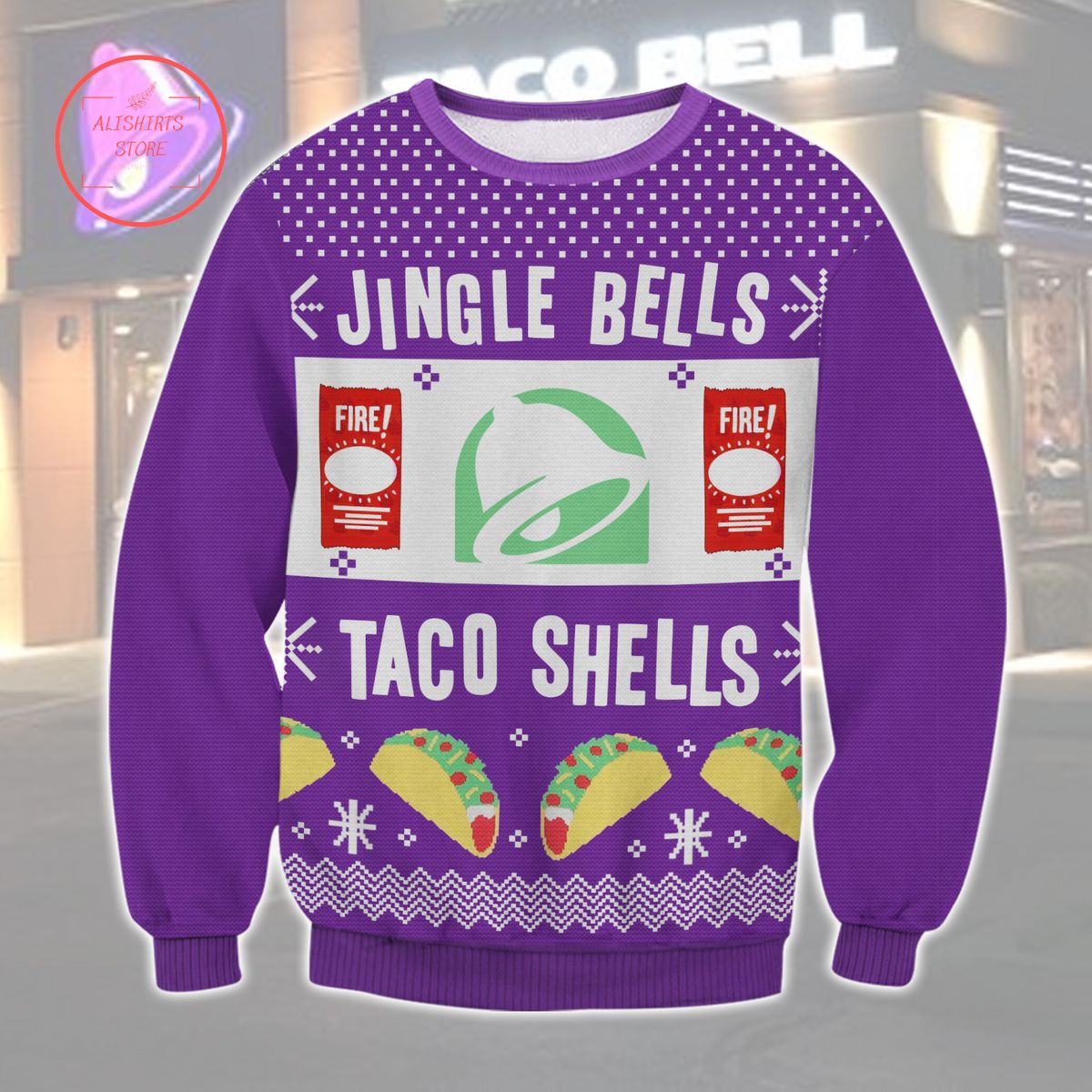 Taco Bell Taco Shells Ugly Christmas Sweater