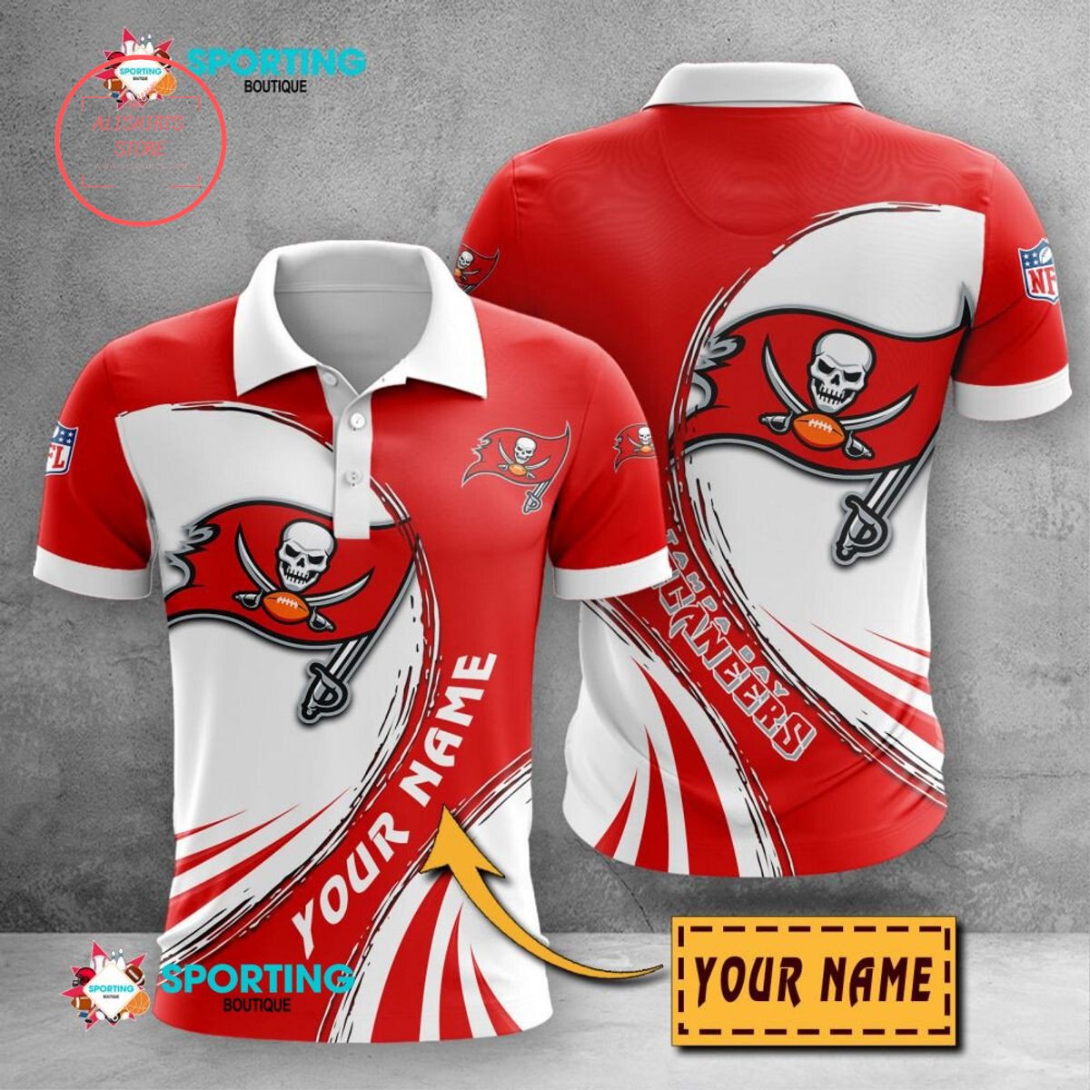 Tampa Bay Buccaneers Custom Name Polo Shirt