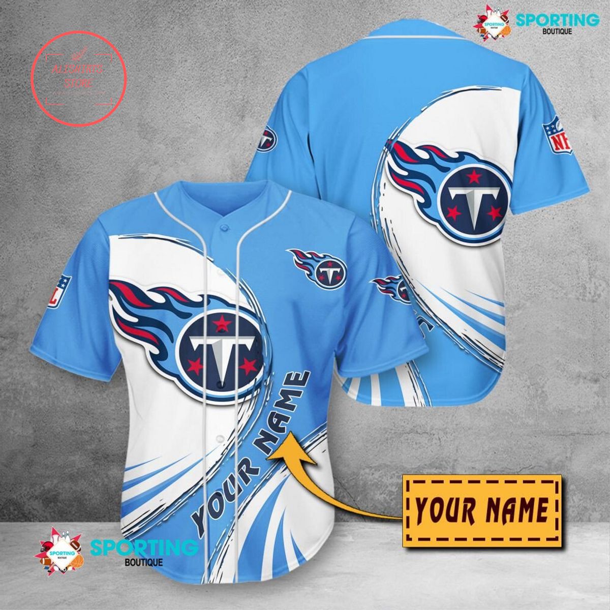 Tennessee Titans NFL Personalized Baseball Jersey