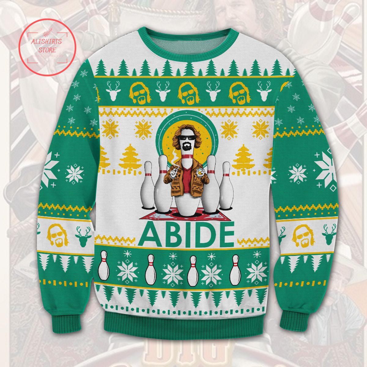 The Big Lebowski Abide Ugly Christmas Sweater