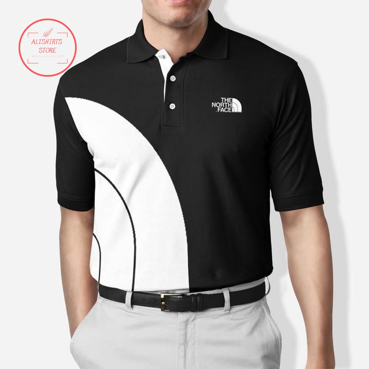 The North Face black and white Polo Shirt