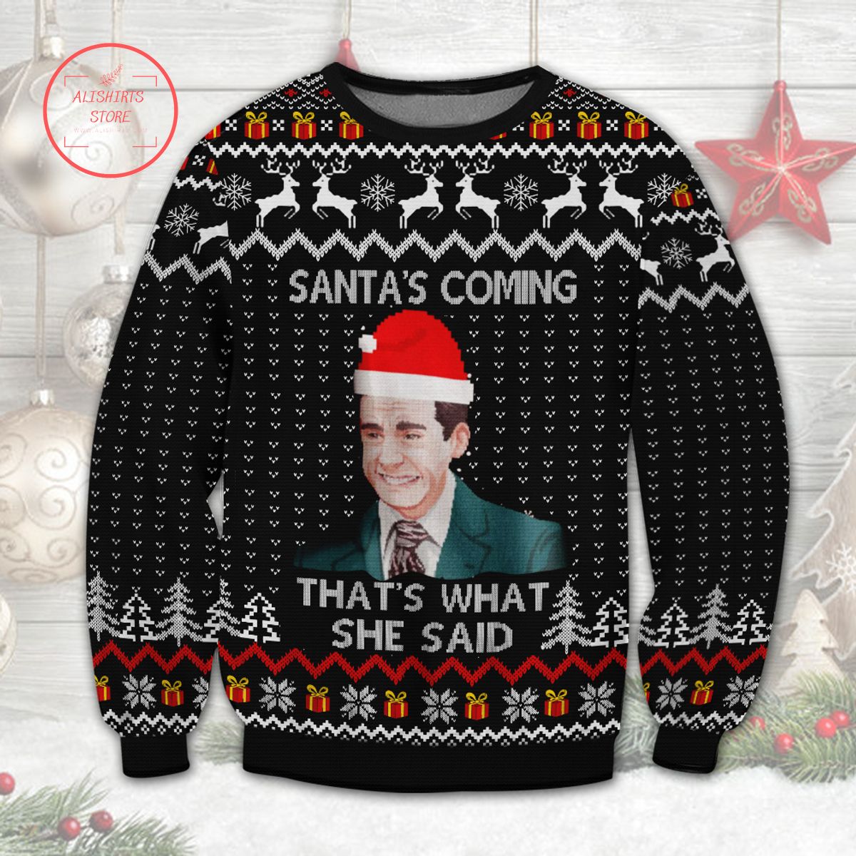 The Office Santa’s Coming That’s What She Said Ugly Christmas Sweater