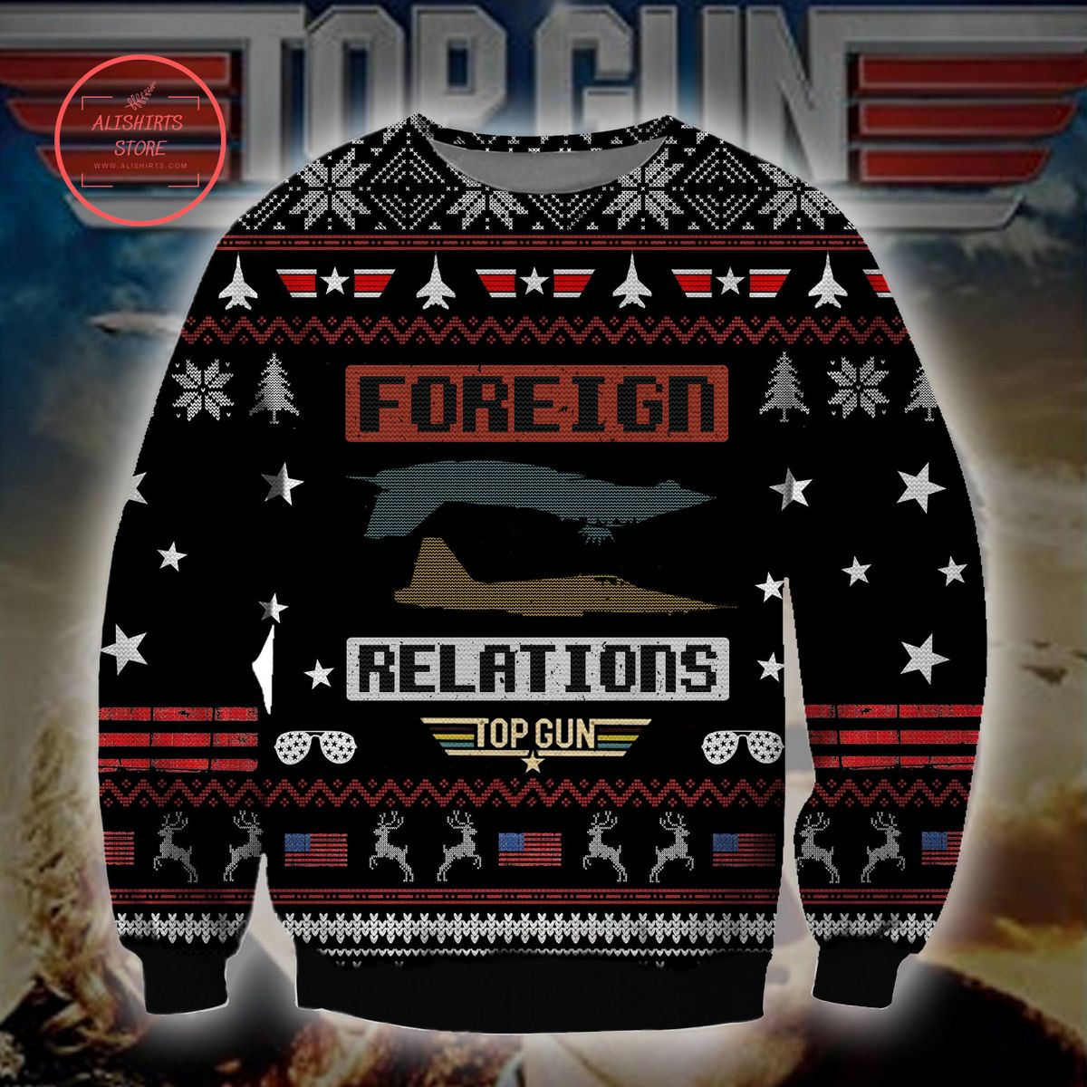 Top Gun Foreign Relations Ugly Christmas Sweater