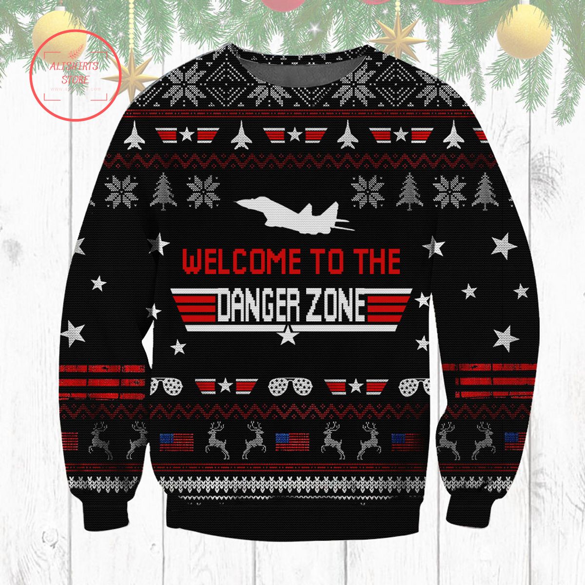 Top Gun welcome to the danger zone Ugly Christmas Sweater