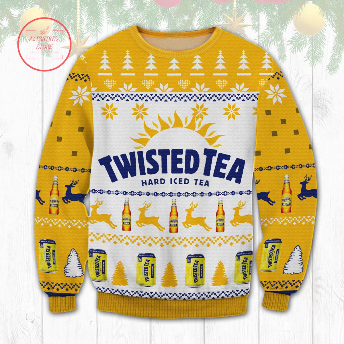 Twisted Tea hard Iced Tea Ugly Christmas Sweater