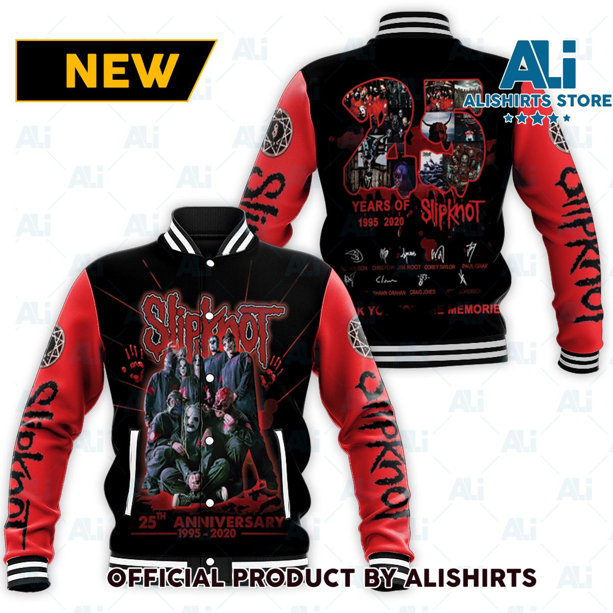 Slipknot 25th Anniversary All Members Signatures Legend varsity jacket