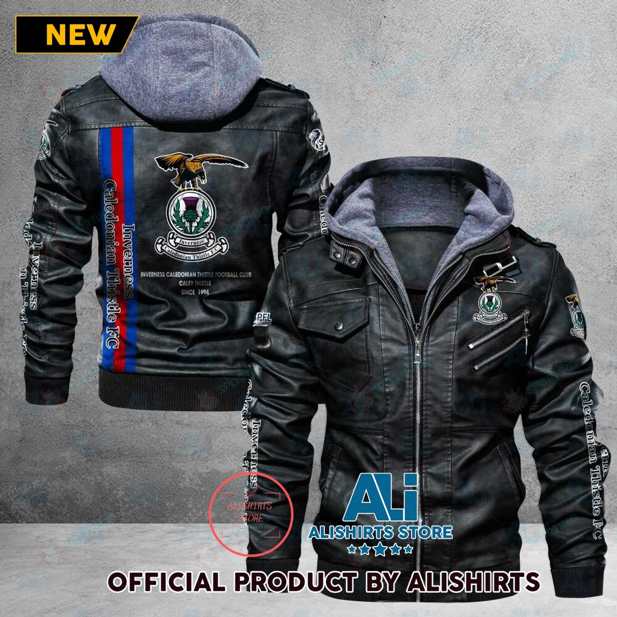 Inverness Caledonian Thistle FC Scottish Championship Leather Jacket For Football Soccer Fan