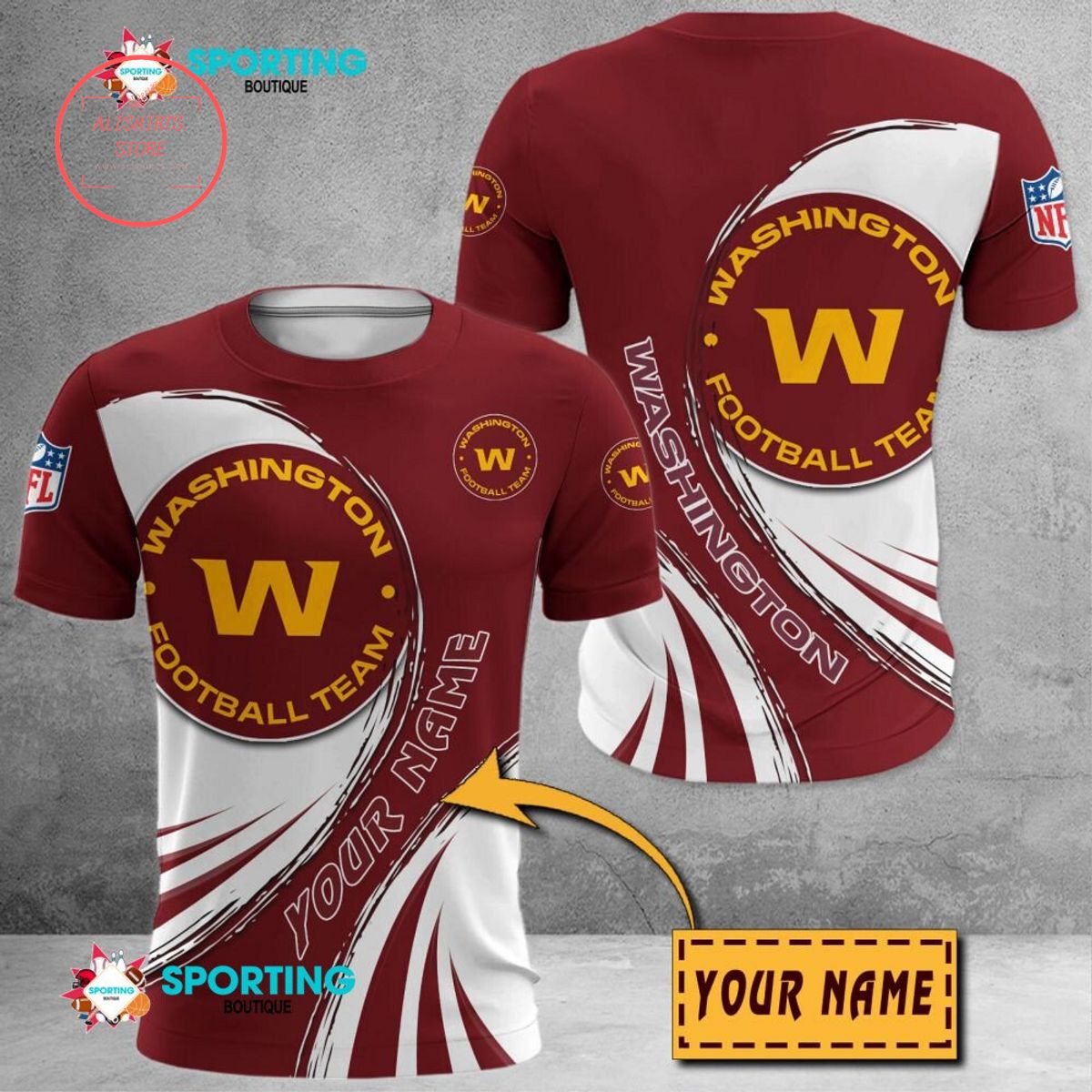 Washington Football Team Custom Name Polo Shirt