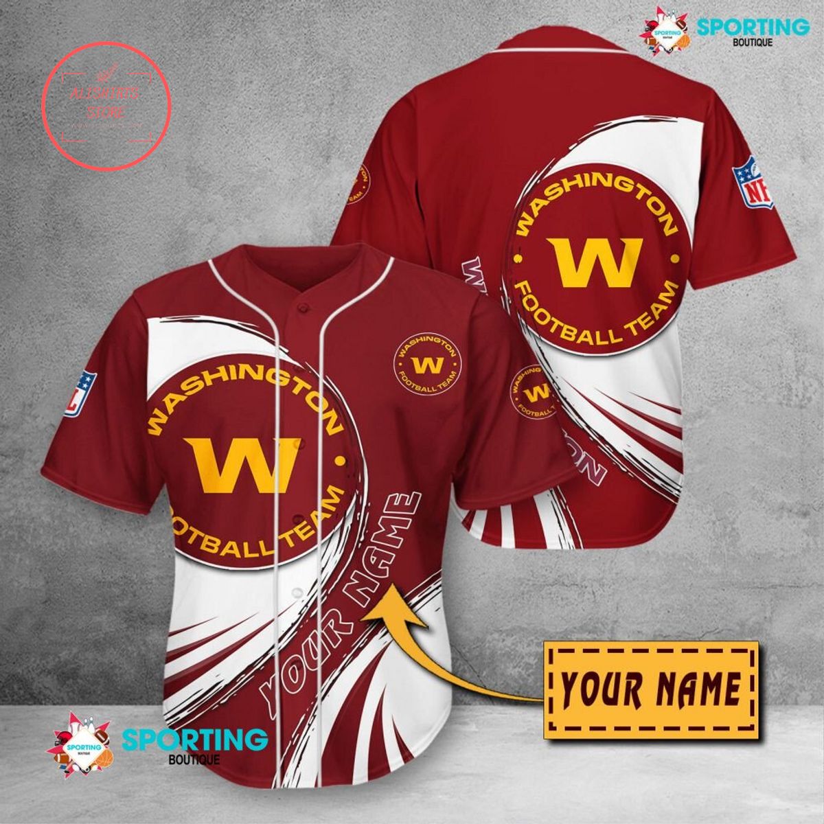 Washington Football Team Customized Baseball Jersey