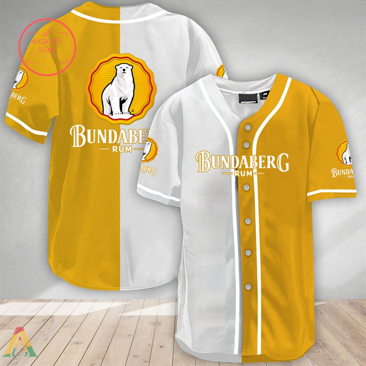 White And Yellow Split Bundaberg Baseball Jersey