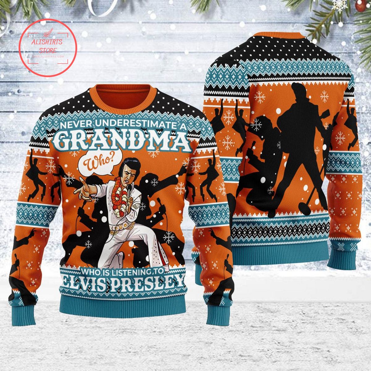 Who is Listening to Elvis Presley Christmas Ugly Sweater
