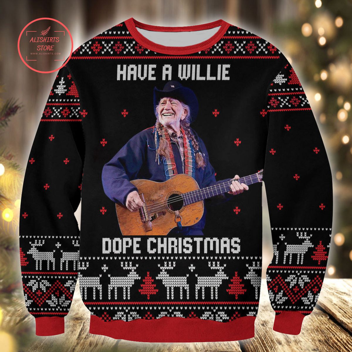 Willie Nelson Ugly Christmas Sweater