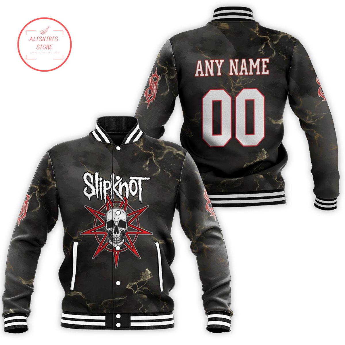 Slipknot Band Logo Skull Black Gradient Custom Varsity jacket