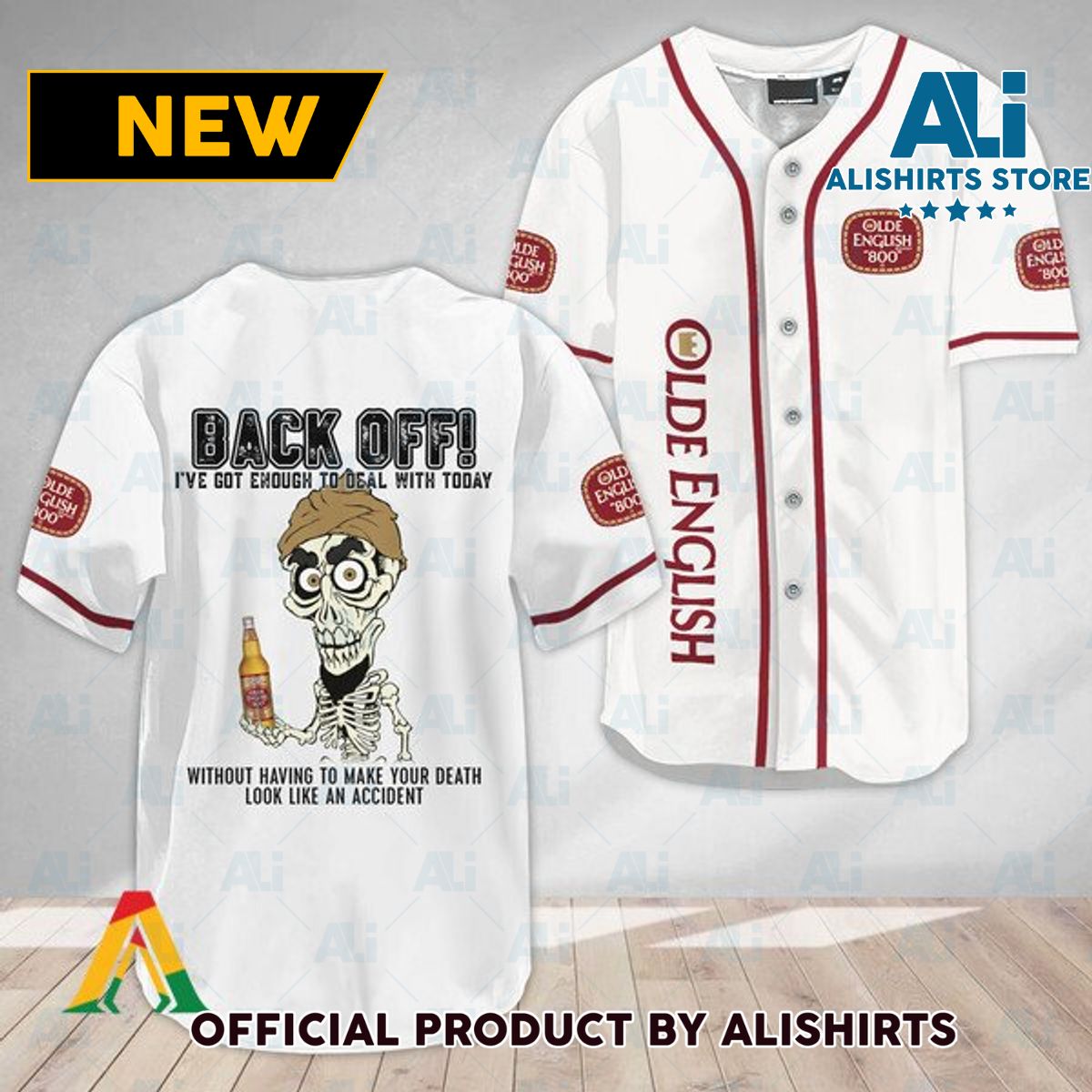Achmed Back Off With Olde English 800 Beer Baseball Jersey
