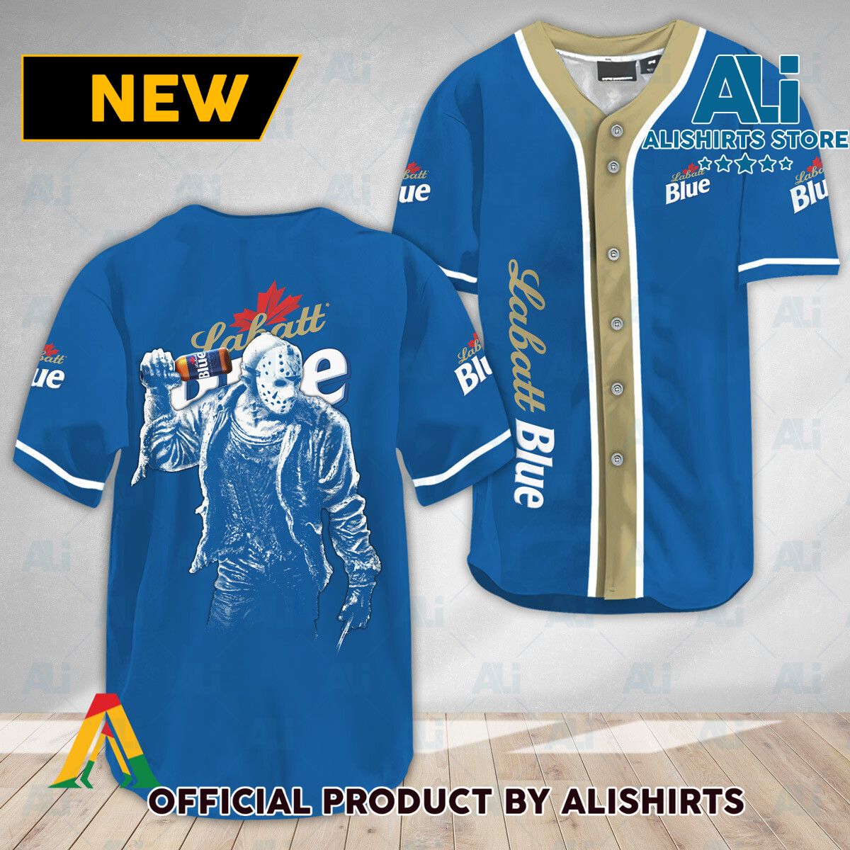 Horror Jason Voorhees Labatt Blue Baseball Jersey