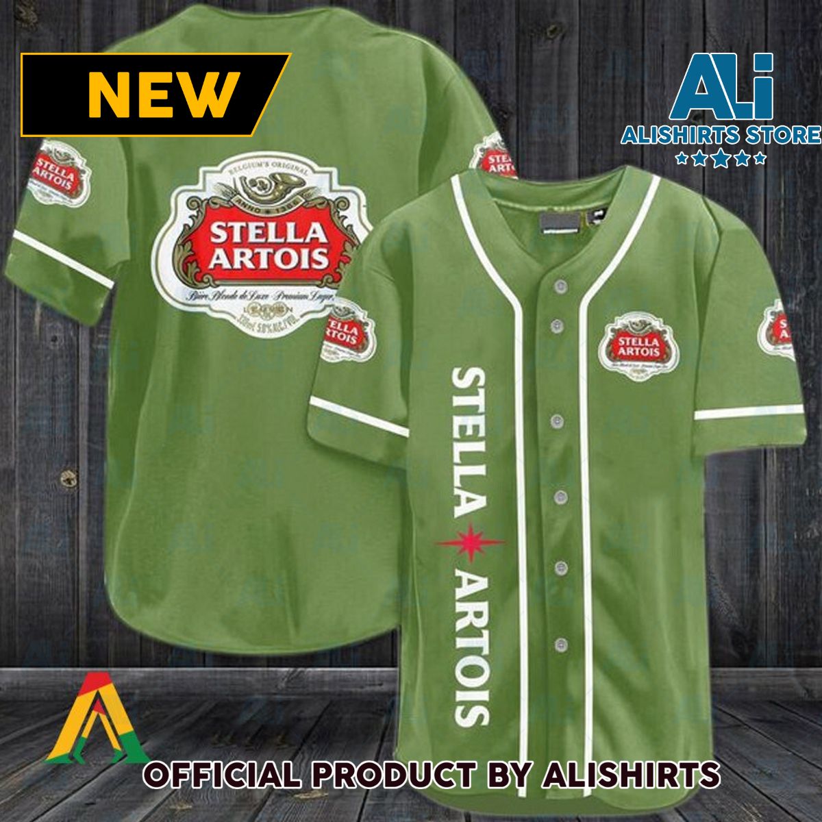 Green Stella Artois Baseball Jersey