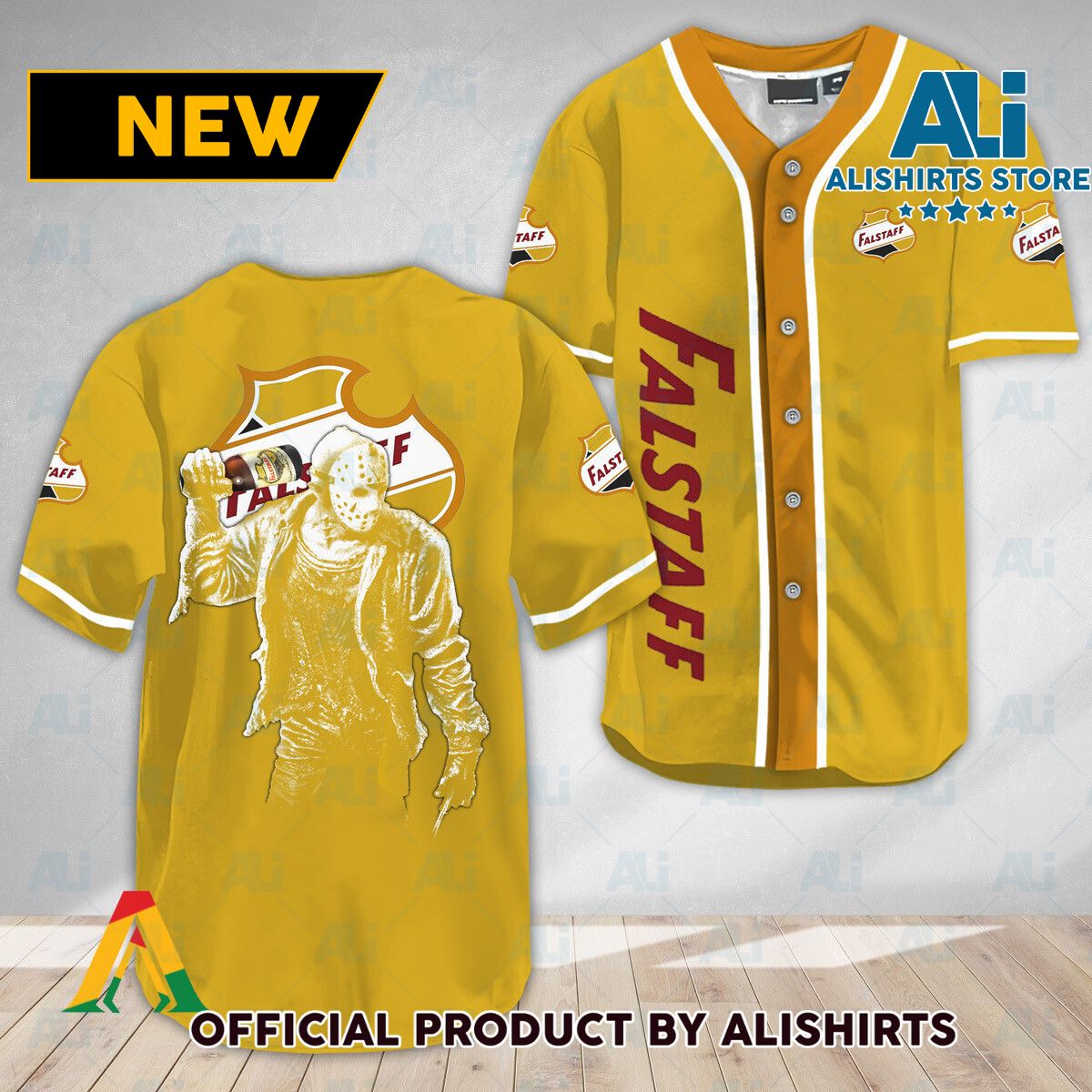 Horror Jason Voorhees Falstaff Beer Baseball Jersey