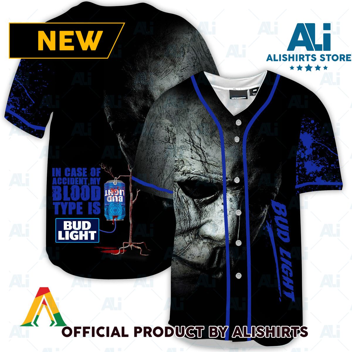 Halloween Horror Michael Myers Bud Light Baseball Jersey