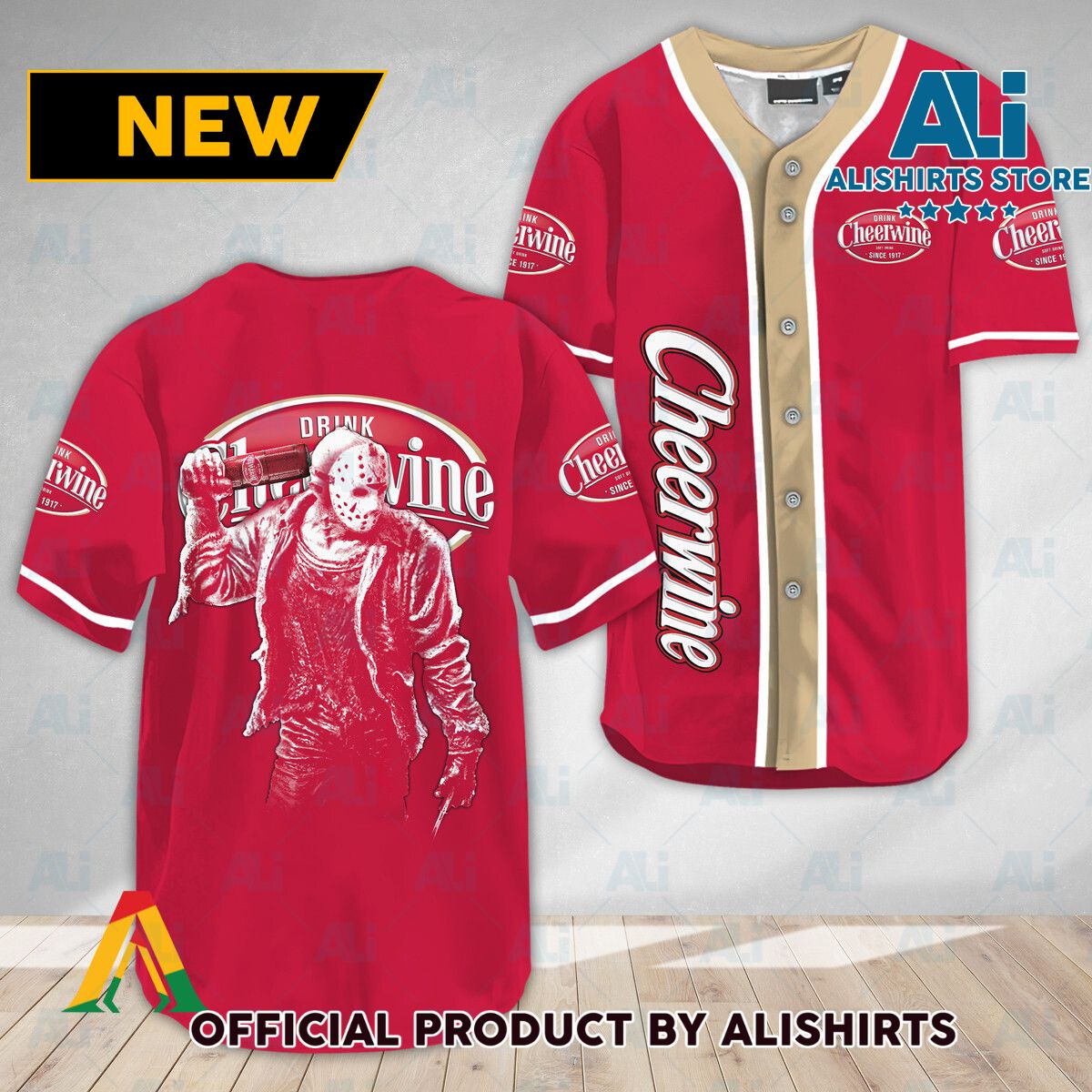 Horror Jason Voorhees Cheerwine Baseball Jersey