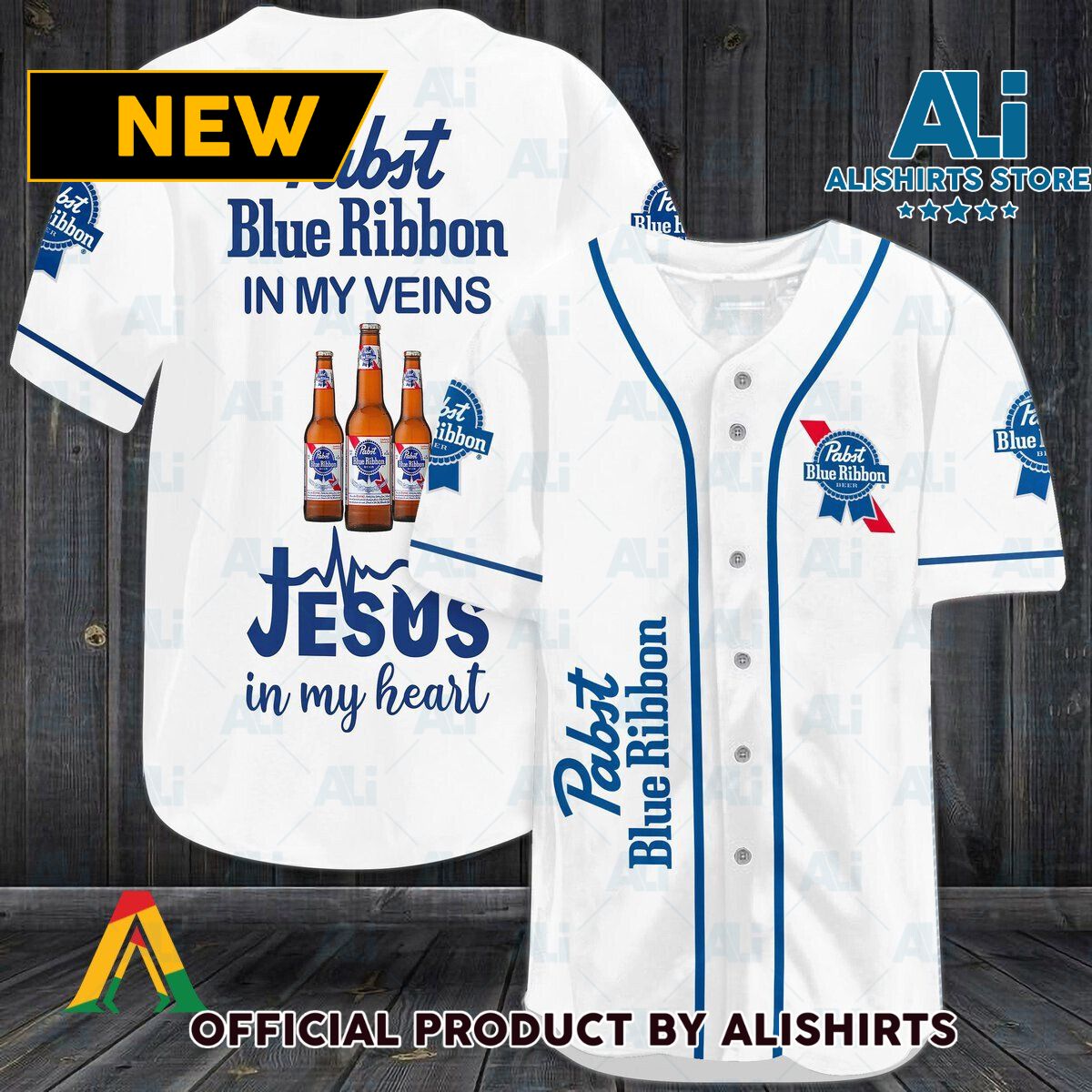 Pabst Blue Ribbon In My Veins Baseball Jersey