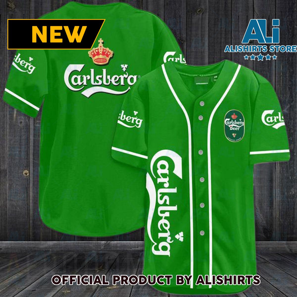 Green Carlsberg Baseball Jersey