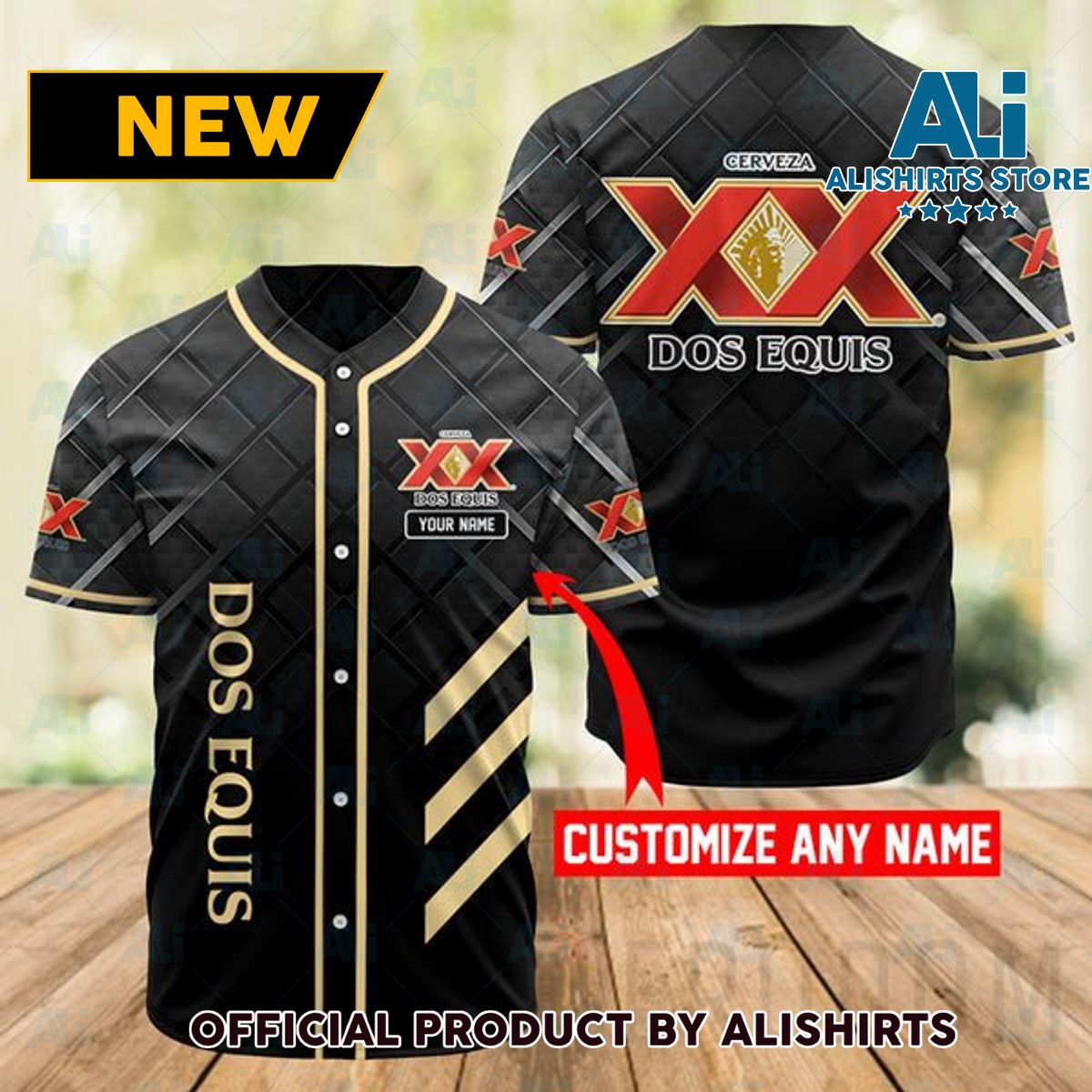 Personalized Black Dos Equis Baseball Jersey