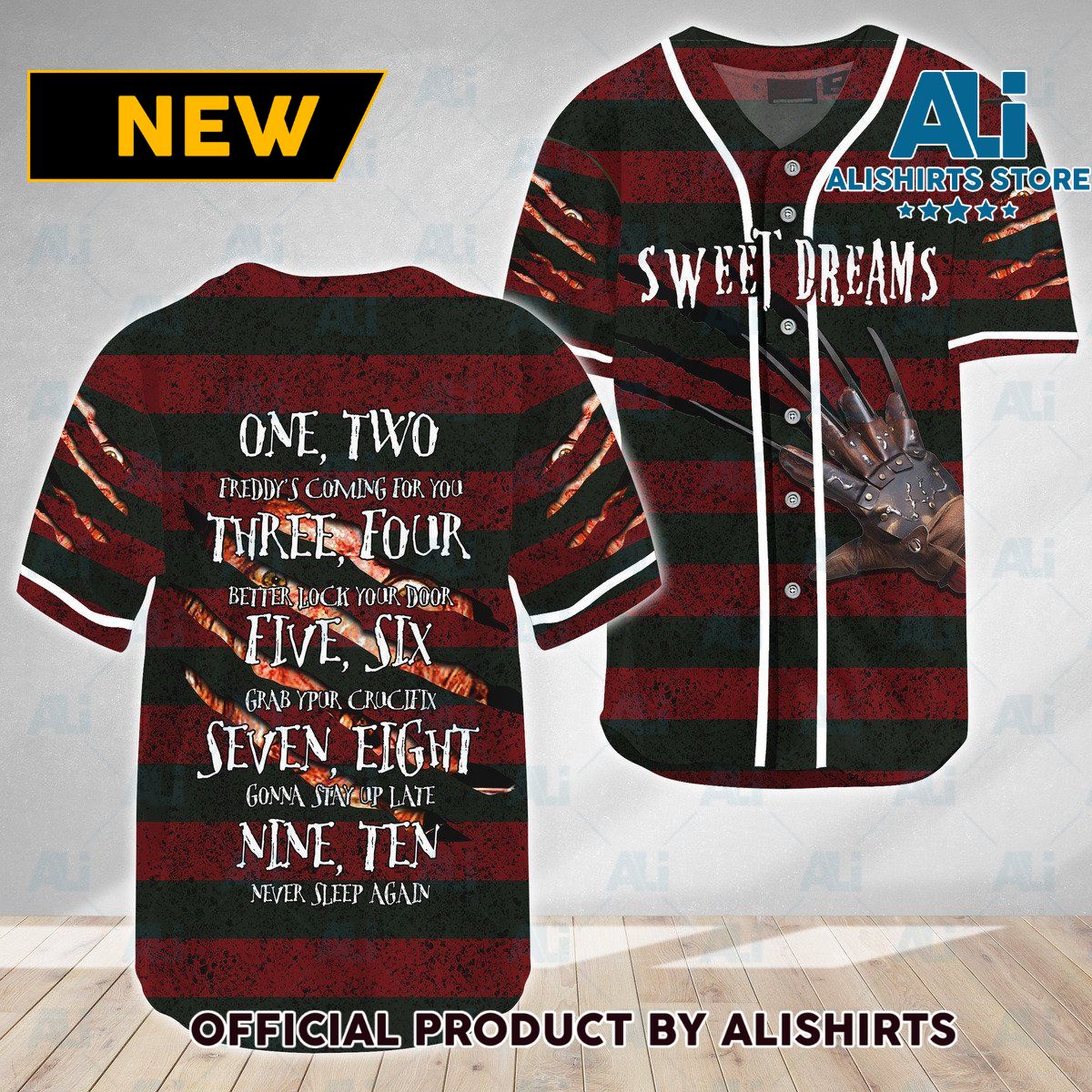 Halloween Horror Freddy Krueger Sweet Dreams Baseball Jersey