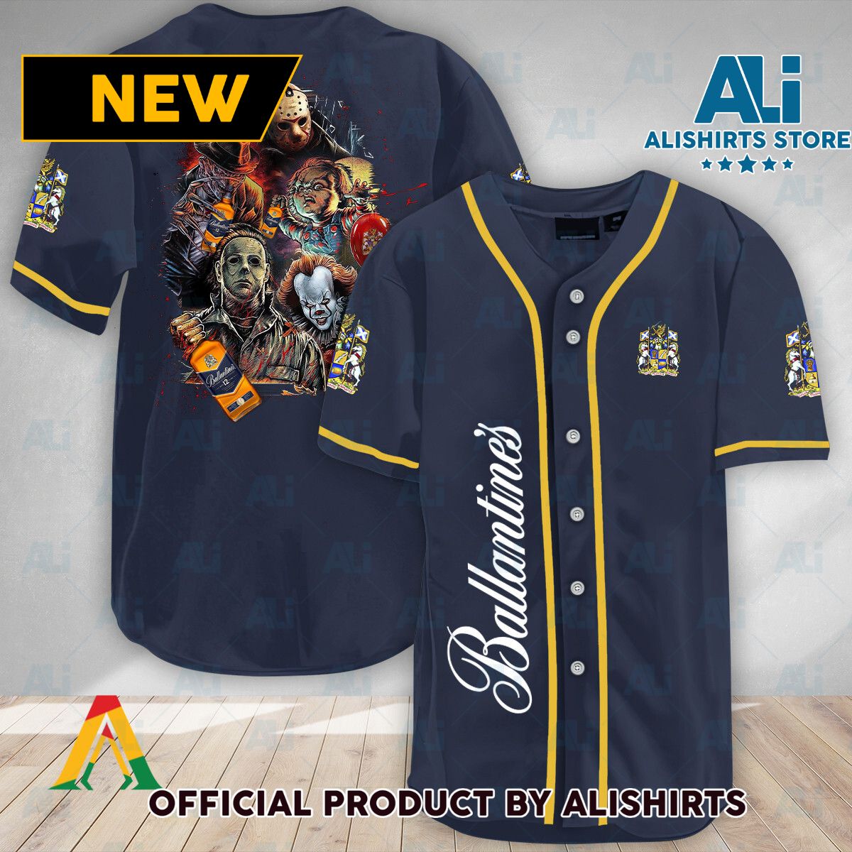 Halloween Horror Characters Ballantines Baseball Jersey